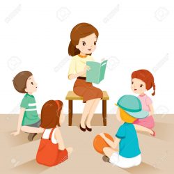 Woman Teachers Telling Story To Students, Occupation, Profession, Back to school, Book, Children, School Supplies