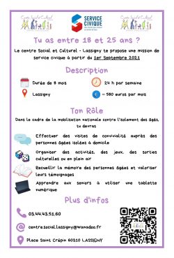 Service civique Centre Social et Culturel - Lassigny