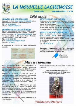 LA NOUVELLE LACHENOISE - FLASH INFO - N°56 - SEPTEMBRE 2022