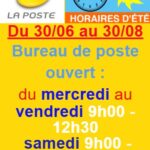 poste horaire été 2025