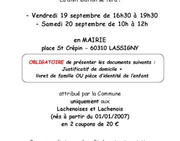 Permanences Coupon Sport-Loisirs Lachenois